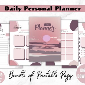 Daily Personal Planner, Yearly Calendar, Yearly Goals, Monthly Calendar, Monthly Goals, Weekly Planner, Daily Planner