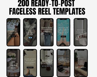 200 Ready‑to‑Post Faceless Reel Templates – Captions, Hooks & Story Quotes (DFY Canva Kit with Private Label Rights)