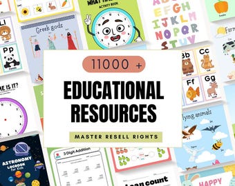 Kids Digital Product Bundle for preschoolers and kindergarteners|  DFY Activities Worksheets | Private Label Rights & Master Resell Rights