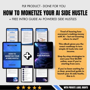 AI Side Hustle eBook — Monetizing Your AI Side Hustle: The Practical Playbook. Learn how to make money online with AI tools like ChatGPT and Canva. Step-by-step digital business guide to earn your first $1,000 from freelancing, digital products, and automation.