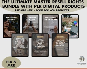 13 Exclusive Digital Master Resell Products - Complete Bundle with 13 PLR Digital Products for Digital Marketing - Financial Freedom