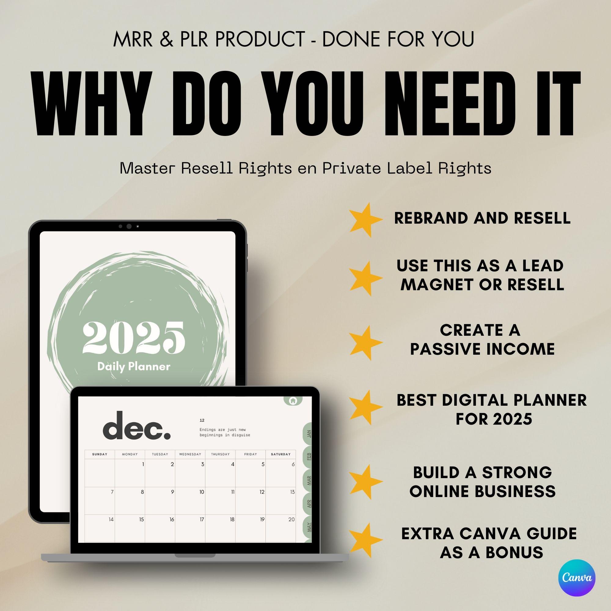 Digital Planner for 2025 With Master Resell Rights MRR and Private ...