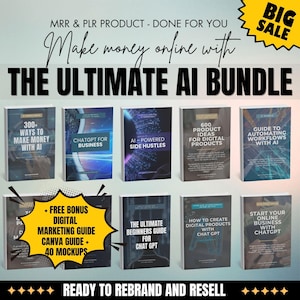 The Ultimate AI Business Starter Bundle | 40 Mockups | Canva Guide | Marketing Guide | With MRR and PLR | Start your own business today!