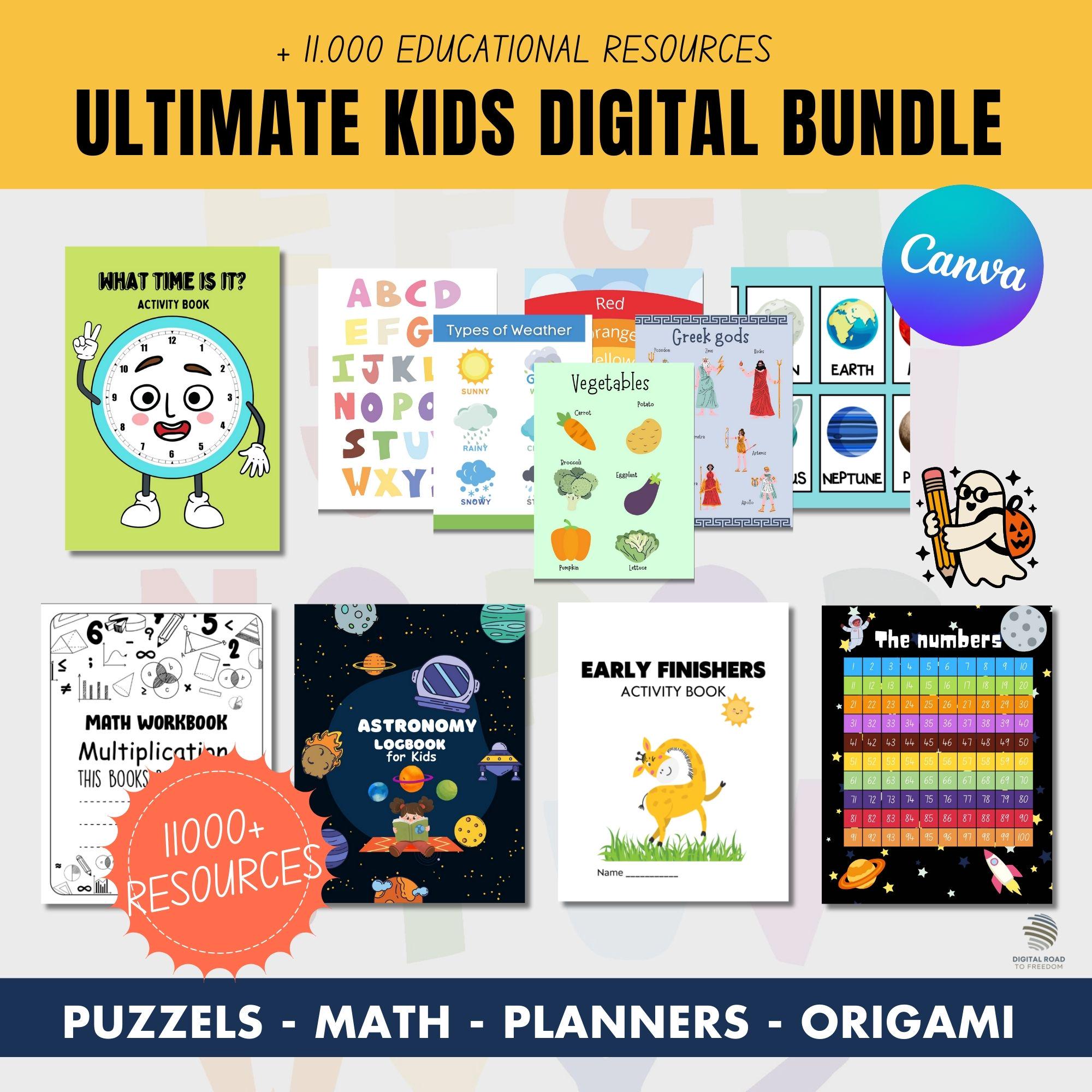 Kids Digital Product Bundle for preschoolers and kindergarteners DFY Activities Worksheets Private Label Rights & Master Resell Rights