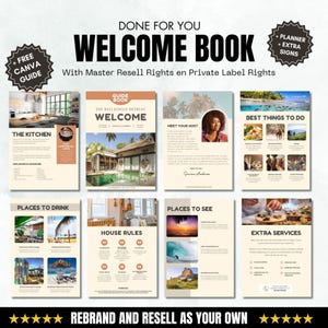 Vacation Rental Welcome Book PLR, Editable Airbnb Guest Book Template, Digital Download, Done For You Guide, MRR Resell Rights, PLR Product