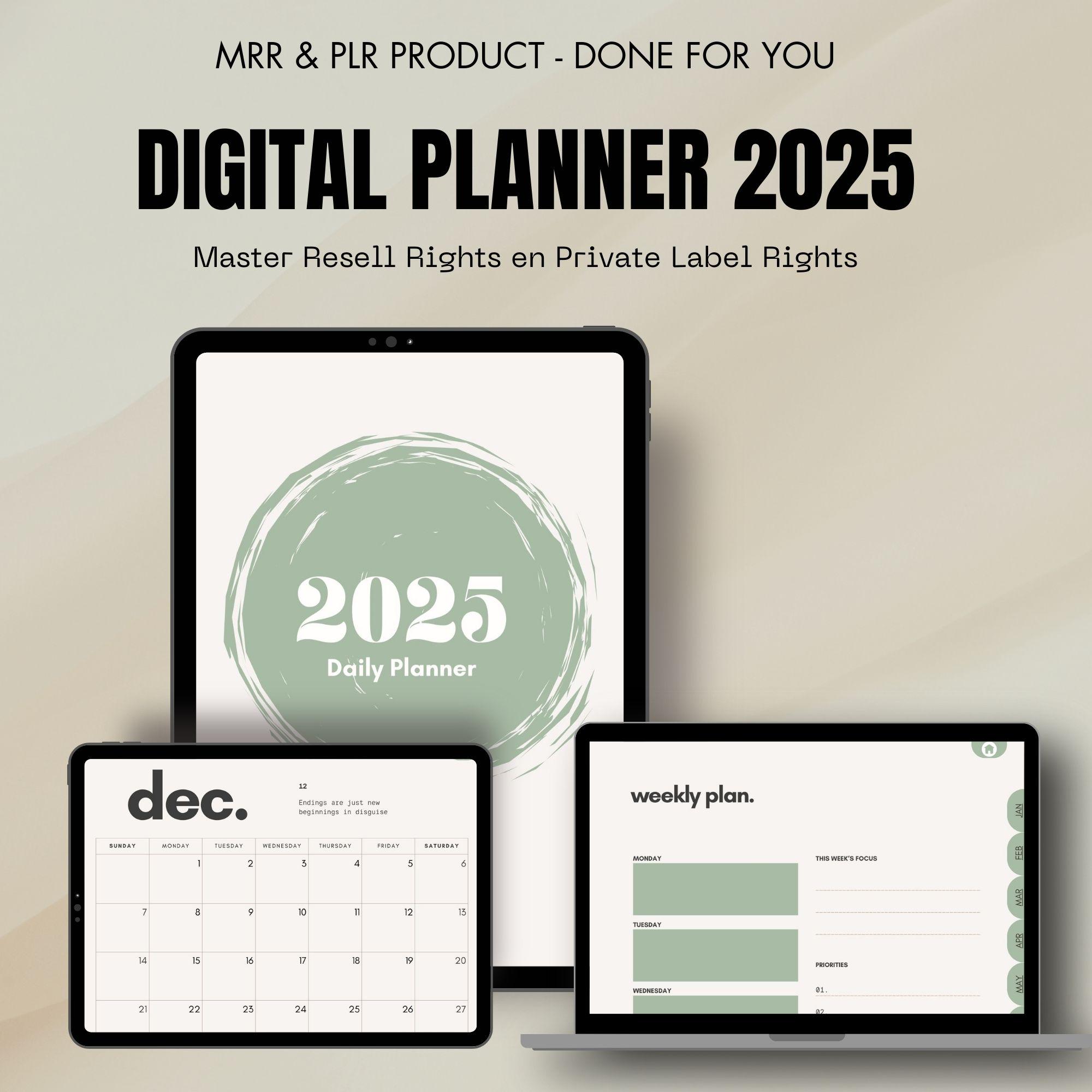 Digital Planner for 2025 With Master Resell Rights MRR and Private ...