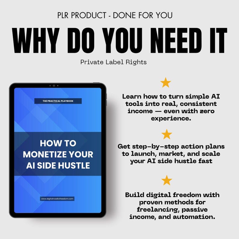 AI Side Hustle eBook — Monetizing Your AI Side Hustle: The Practical Playbook. Learn how to make money online with AI tools like ChatGPT and Canva. Step-by-step digital business guide to earn your first $1,000 from freelancing, digital products, and automation.