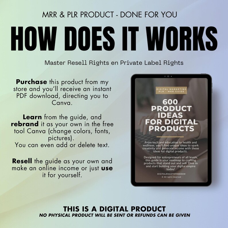 Product Use Rights 600 Profitable Digital Product Ideas: With Master Resell Rights (MRR ...