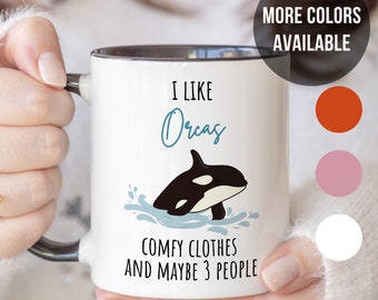 I Like Orcas, Funny Orca Mug, Cute Gift For Killer Whale Enthusiasts, Ocean Lover, Coworker Birthday, Maritime, Sea Animal, Introverted