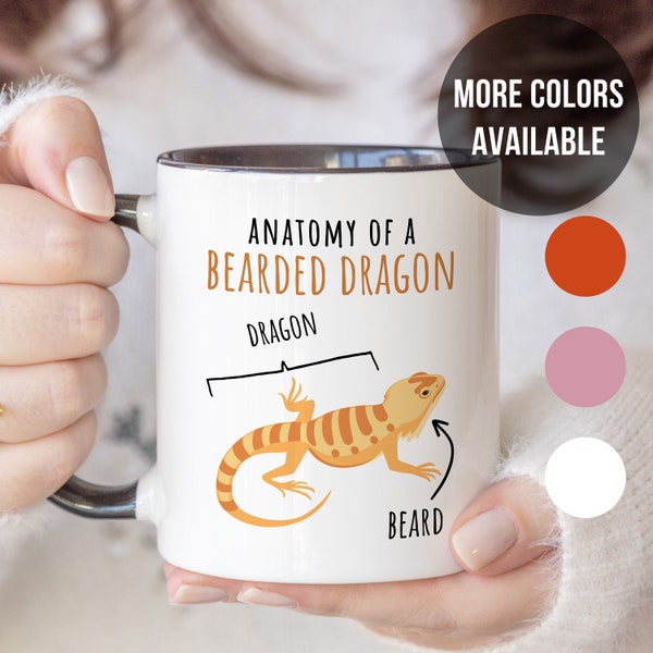 Funny Anatomy of a Bearded Dragon Mug, Lizard Lover Gift, Beardie Mom/Dad, Pet Parent, Animal Anniversary, Birthday, Red, Pink, Physiology