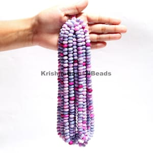 Beautiful Lavender Pink Opal Smooth Rondelle Beads, Plain Purple Opal Handmade Gemstone, 8-8.5 MM Lavender Opal Rondelle Jewelry Making Bead