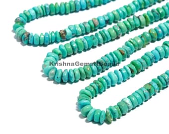 AAA Quality Natural Arizona Turquoise Smooth Rondelle Beads, 5-5.5 MM Arizona Turquoise Gemstone Beads, Turquoise Rondelle Wholesale Beads