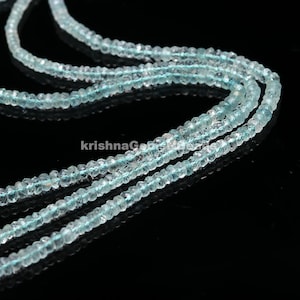 Aquamarine Faceted Rondelle Shape Beads, Aquamarine Rondelle Beads, Natural Aquamarine Faceted Beads, AAA 3.5-4 MM Aquamarine Gemstone Beads