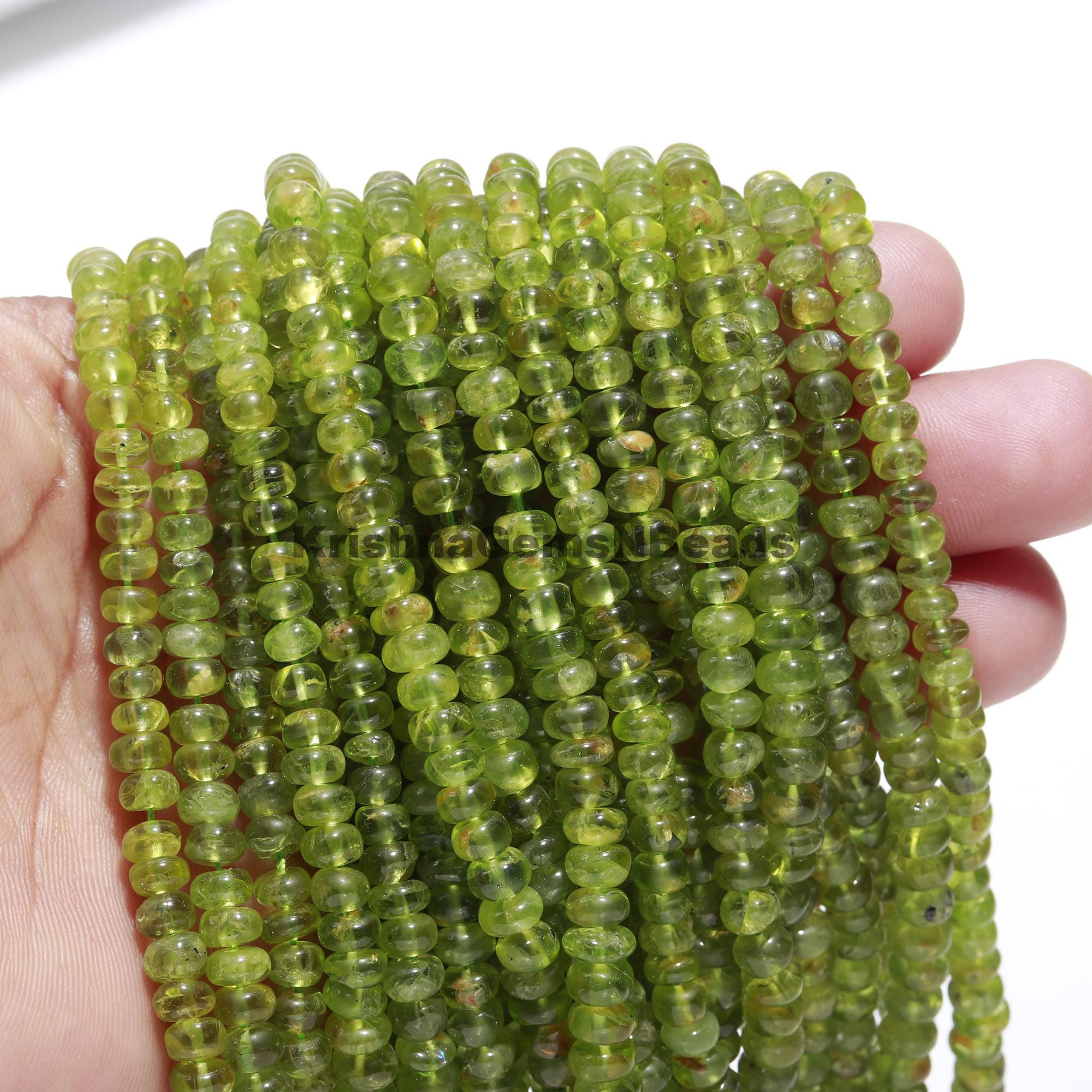 Collana di perle di peridoto a 2 fili, peridoto naturale 3-4