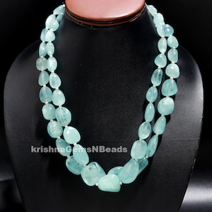Rare Aquamarine Smooth Nuggets Necklace, Natural Aquamarine Uneven Shape Beads, Aquamarine Nuggets Beads Strand Jewelry, Aquamarine Tumble