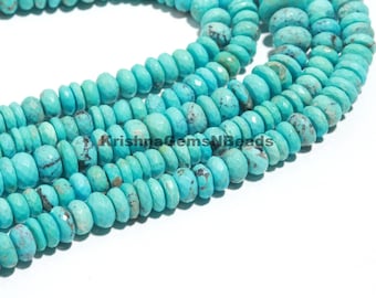Natural AAA Quality Arizona Turquoise Faceted Rondelle Beads, Sleeping Beauty Turquoise Gemstone Beads, Arizona Turquoise Rondelle Beads