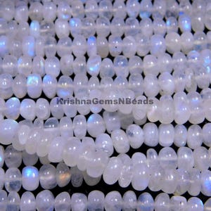 AAA White Rainbow Moonstone Rondelle Beads, 7-8 MM Rainbow Moonstone Beads White Moonstone Plain Rondelle, White Rainbow Gemstone Beads
