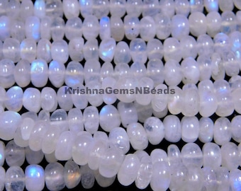 AAA White Rainbow Moonstone Rondelle Beads, 7-8 MM Rainbow Moonstone Beads White Moonstone Plain Rondelle, White Rainbow Gemstone Beads