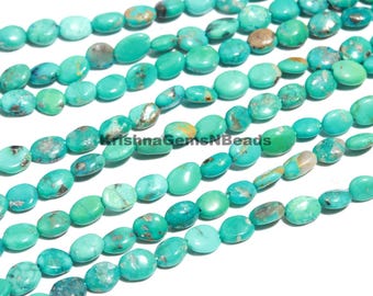 Natural Turquoise Smooth Oval Beads, Arizona Turquoise Straight Drill Oval, Turquoise Gemstone For Making Jewelry, Turquoise Oval Shape Bead