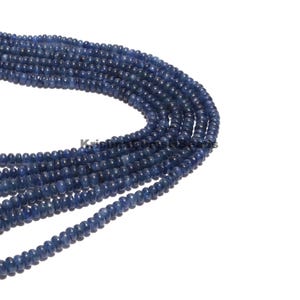 Blue Sapphire Rondelle Beads, 3-5.5 MM Blue Sapphire Beads, Sapphire Smooth Beads Sapphire Gemstone Beads, Natural Blue Sapphire Plain Beads