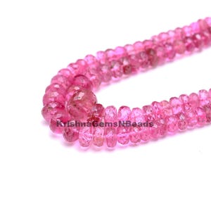 AAA Rubellite tourmaline Faceted Rondelle beads 16&quot; Pink Tourmaline Rondelle beads 3-7 MM Rubellite beads, Rubellite Gemstone Beads Necklace