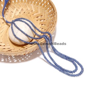 Blue Sapphire Rondelle Beads, 3-4 MM Blue Sapphire Beads, Sapphire Smooth Beads, Sapphire Gemstone Beads, Natural Blue Sapphire Plain Beads
