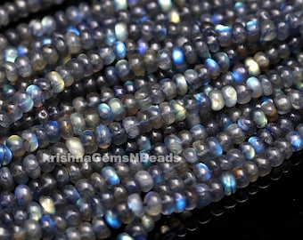 Natural Labradorite Rondelle Gemstone Beads, Flashy Labradorite Smooth Gemstone, AAA Labradorite Plain Beads, Labradorite Jewelry Making