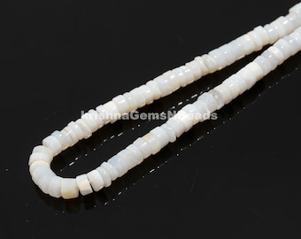 Natural White Opal Heishi Beads: 4.5-5mm Gemstone Jewelry Making