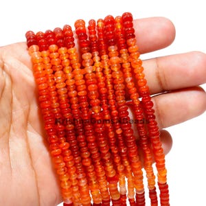 Natural Carnelian Smooth Rondelle, Orange Carnelian Gemstone, Shaded Carnelian Rondelle For Jewelry Making, Carnelian Beads Wholesaler