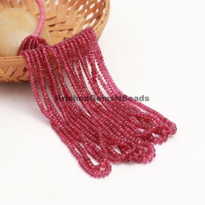 Rubellite tourmaline Faceted Rondelle beads 16&quot; Pink Tourmaline Rondelle beads 3-5.5 MM Rubellite beads, Rubellite Gemstone Beads Wholesale
