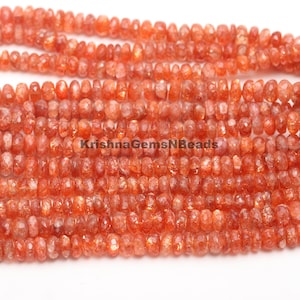Natural Sunstone Faceted Rondelle Beads 6-7 MM Sunstone Gemstone Beads, AAA Sunstone Rondelle Beads Wholesale, 16&quot; Sunstone Faceted Beads