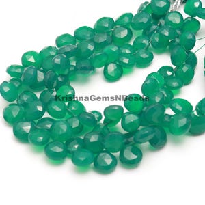 AAA Natural Green Onyx Faceted Heart Shape Beads, Green Onyx Gemstone Beads Green Onyx Faceted Wholesale Beads, Green onyx Heart Beads