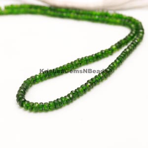 Rare AAA Chrome Diopside Faceted Rondelle Beads, Natural Chrome Diopside Gemstone Beads, 16&quot; Chrome Diopside Rondelle Beads Jewelry Making