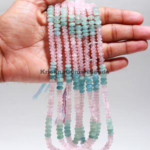 AAA Multi Aquamarine Smooth Rondelle Beads, 5.5-6.5 MM Shaded Aquamarine Beads, Mix Color Aquamarine Gemstone Beads, Multi Color Stone Beads