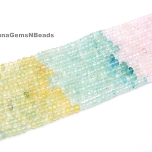 AAA Multi Aquamarine Faceted Rondelle Beads, 3-3.5 MM Shaded Aquamarine Beads, Aquamarine Gemstone Beads, Multi Color Stone Beads