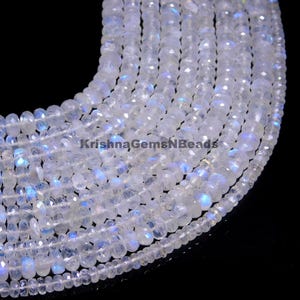 AAA White Rainbow Moonstone Faceted Rondelle Beads, 6-7 MM Rainbow Moonstone Beads White Moonstone Rondelle Beads, White Rainbow Gemstone