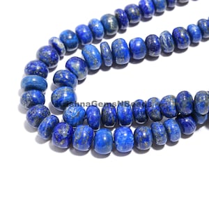 Natural Lapis Lazuli Rondelle Beads, 6.5-10 mm Plain Lapis Lazuli Gemstone Beads for Jewelry Making, Smooth Lapis Lazuli Beads Wholesaler