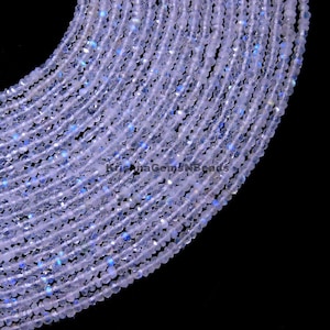 AAA White Rainbow Moonstone Faceted Rondelle Beads, 3-3.5 MM Rainbow Moonstone Beads White Moonstone Rondelle Beads, White Rainbow Gemstone