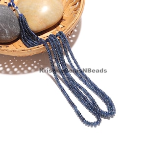 Blue Sapphire Rondelle Beads, 3-5 MM Blue Sapphire Beads, Sapphire Smooth Beads, Sapphire Gemstone Beads, Natural Blue Sapphire Plain Beads