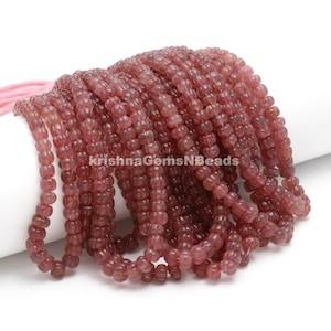 Red Strawberry Quartz Hand Carved Bead, AAA Strawberry Quartz Melon Shape beads 7-10 MM Red Strawberry Quartz Carved Rondelle Shape Beads
