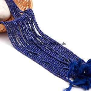 Rondelle de lapis-lazuli naturel à facettes, 4 mm, brin 13 pouces