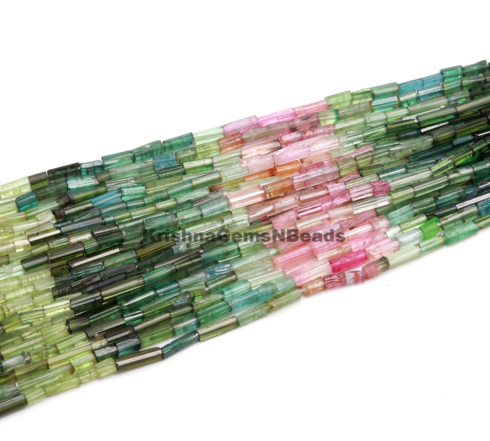 Multi Tourmaline faceted tube beads Natural gemstone beads,Slim tourmaline beads, gemstone jewellery making supplies, colourful tourmaline.