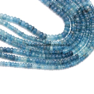 Natural Moss Aquamarine Beads: Faceted Rondelle Shape, 4.5-5 MM