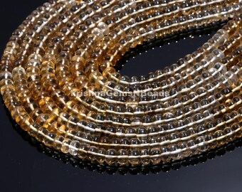 AAA Honey Quartz Smooth Rondelles Beads, Honey Quartz Beads, 7 MM Honey Quartz Gemstone Beads, Plain Beer Quartz / Honey Quartz Rondelle