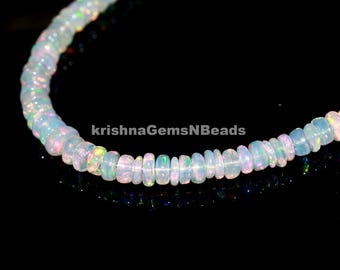 AAA Ethiopian Opal Rondelle Perlen: Auffällige Edelsteinperlen (3.5-4.5 MM, 16 Zoll)