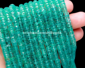 Natural Apatite Faceted Tyre Gemstone Beads, Apatite Heishi Wheel Beads, 5-6 MM Apatite Washer Shape Beads, Apatite Beads For Jewelry Making