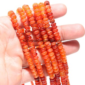 Natural Carnelian Smooth Rondelle, Orange Carnelian Gemstone, Shaded Carnelian Rondelle For Jewelry Making, Carnelian Plain Beads Wholesaler