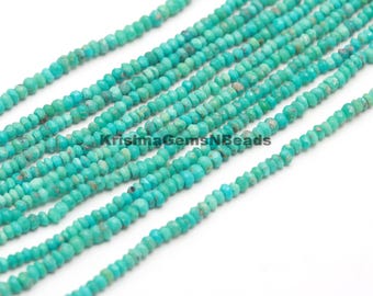 Natural AAA Quality Arizona Turquoise Faceted Rondelle Beads, Sleeping Beauty Turquoise Gemstone Beads, Arizona Turquoise Rondelle Beads