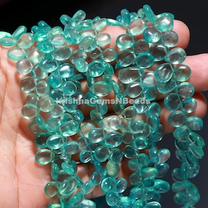AAA Green Apatite Smooth Pear Briolette&#39;s, 4x6 MM Blue Apatite Jewelry Making, 8&quot; Sky Apatite Pear Shape Beads, Plain Apatite Fancy Beads