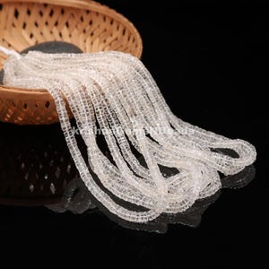 AAA Crystal Quartz Faceted Washer Beads, Clear Quartz Tyre Beads, Clear Quartz Heishi Beads, Crystal Quartz Wheel Gemstone Beads Wholesale